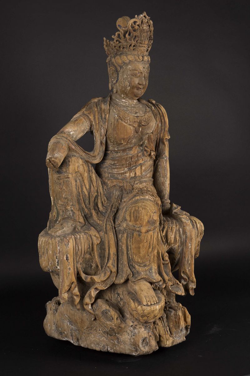 Grande Guanyin Seduta in Legno, Cina, Probabilmente Dinastia Song (960-1279)