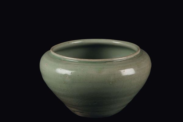 Giara in grès a smalto Celadon, Cina, Dinastia Song (960-1279)