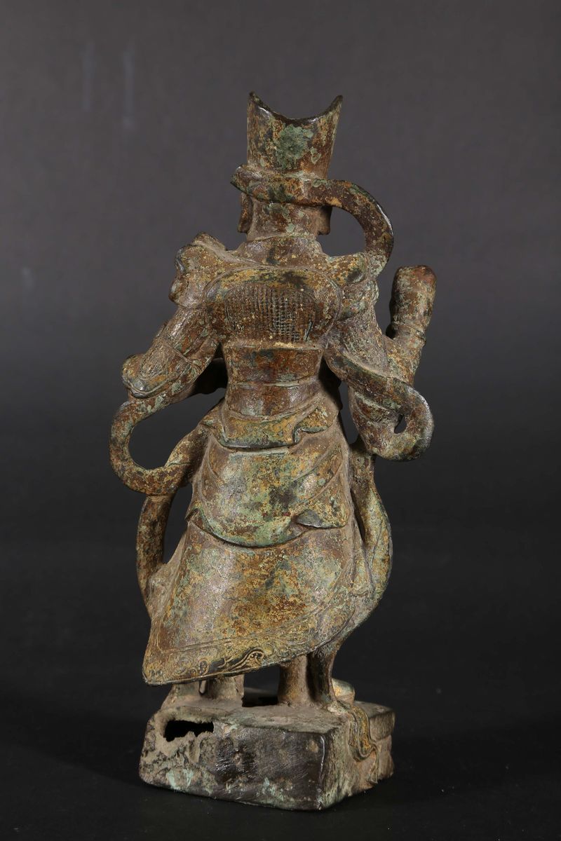 Figura di Guandi in Bronzo con Tracce di Doratura, Cina, Dinastia Ming, XVII Secolo
