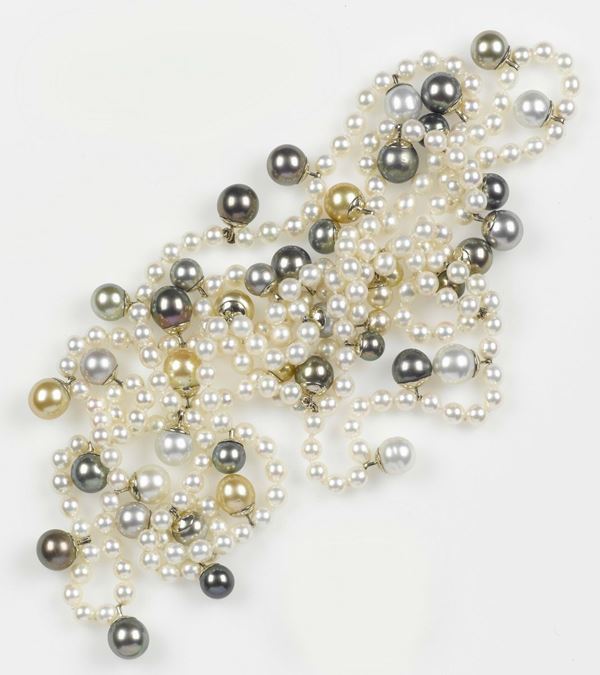Collana con perle Akoya, perle australiane, perle gold e perle Tahiti