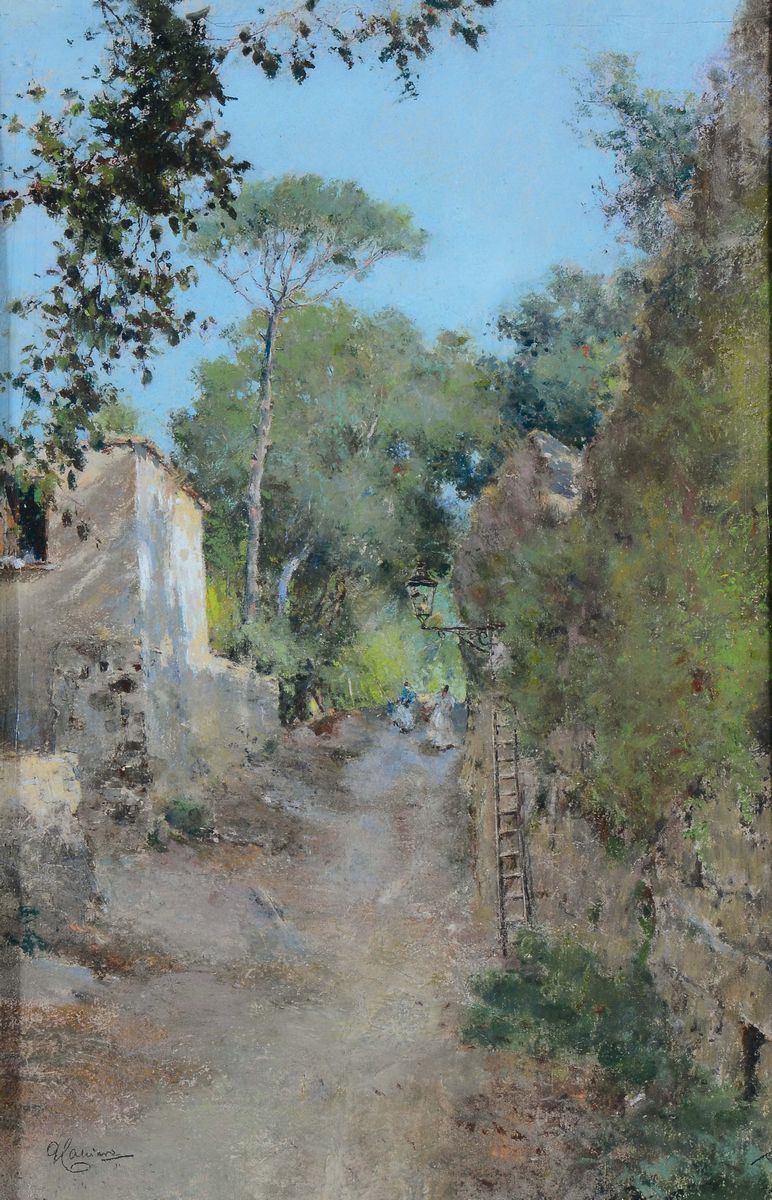 Giuseppe Casciaro (Ortelle 1863 - Napoli 1941) Vialetto  - Auction 19th and 20th century paintings - Cambi Casa d'Aste