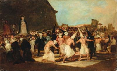 Scuola Spagnola del XIX Secolodipinto Raffigurante Processione ( da Goya)