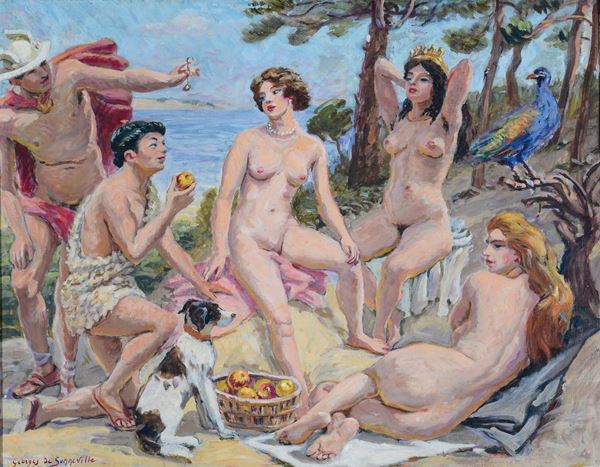 Georges De Sonneville (Nouméa 1889 - Talence 1978) Nudi al bagno
