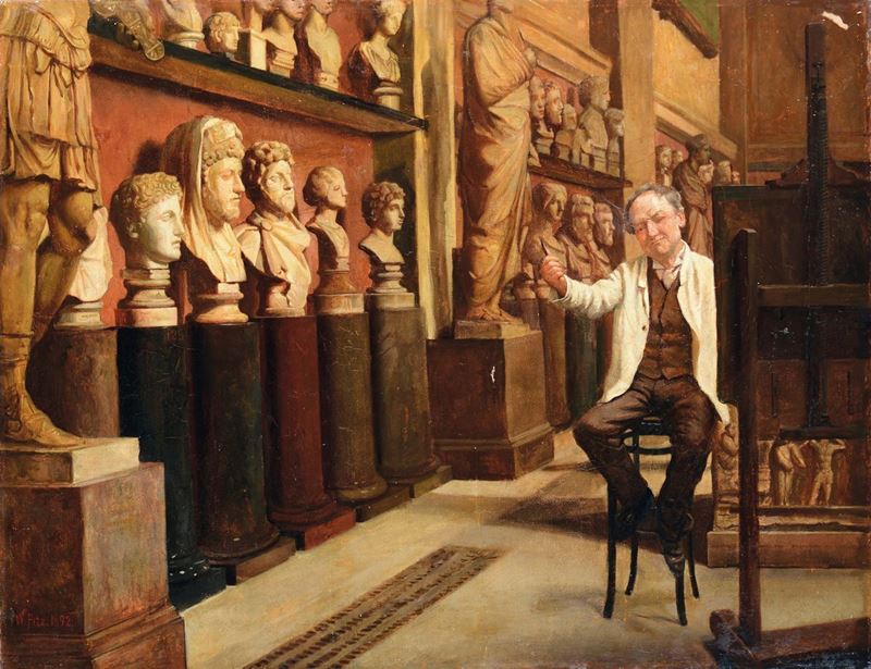 William Fitz (1880-1915) Raffigurante artista nel suo studio, 1892  - Auction 19th and 20th century paintings - Cambi Casa d'Aste