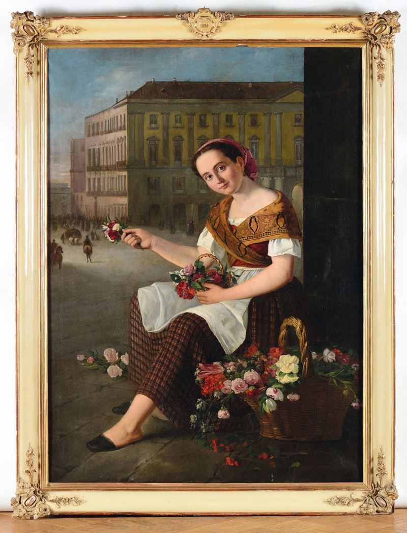 G. De Luise Venditrice di fiori  - Asta Dipinti Antichi - Cambi Casa d'Aste