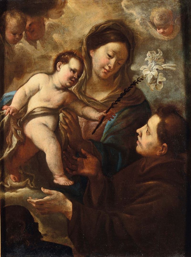 Scuola Romana del XVII secolo Madonna con Sant' Antonio  - Auction Old Masters Paintings - Cambi Casa d'Aste