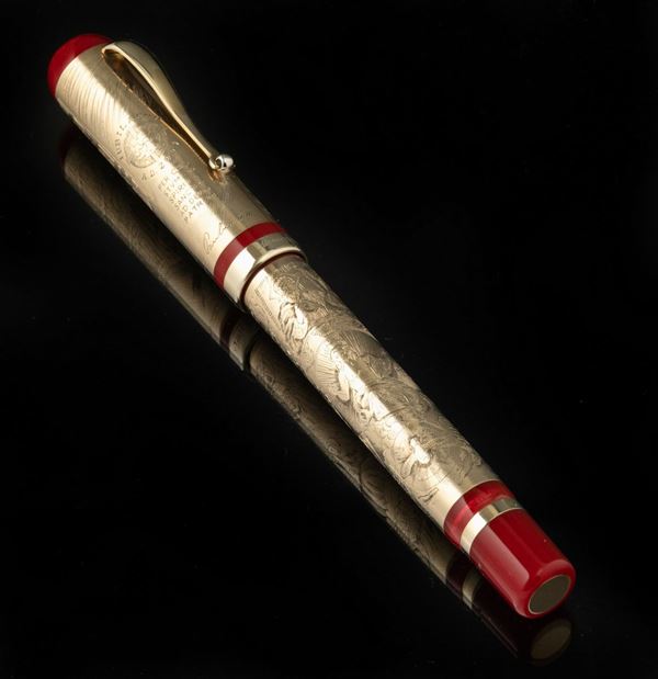 A Montegrappa Vatican 2000 Papal Pen special limited edition. Massif silver 750.  Original box and documentation. N°033/100
