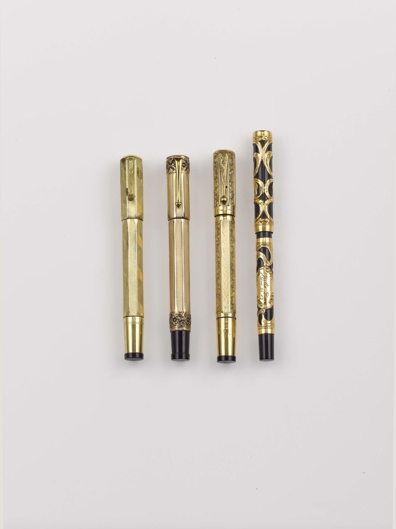 A four gold plated pens  - Auction Fine Jewels - Cambi Casa d'Aste