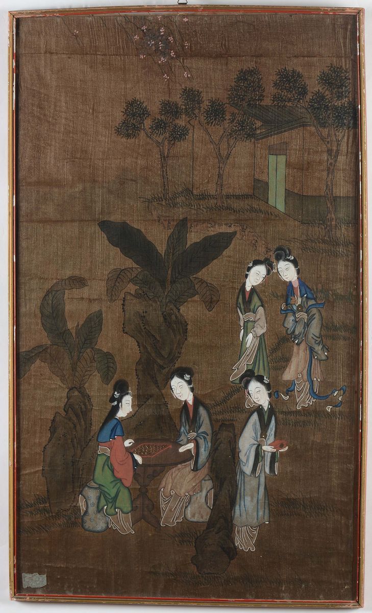 Lotto di Dodici Dipinti su Carta Raffiguranti Guanyin e Cervi, Cina, Dinastia Qing, XIX Secolo