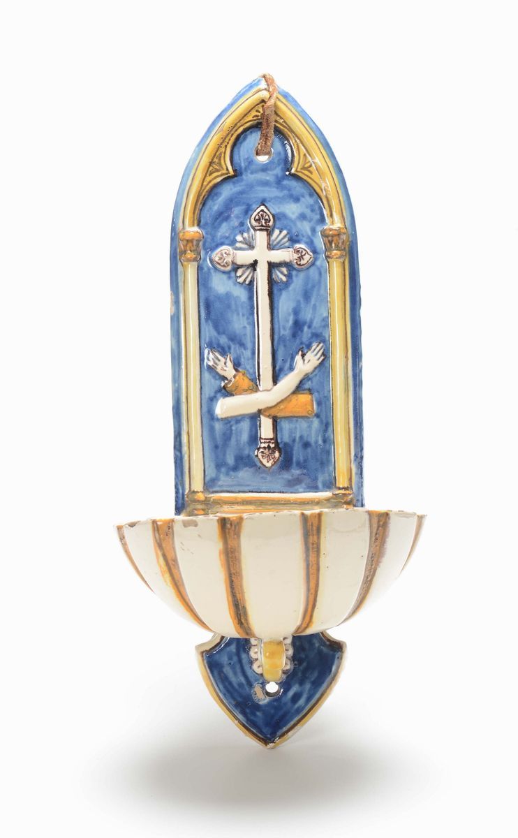 Lotto di Cinque Acquasantiere in Maiolica, XIX-XX Secolo