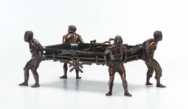 Porta carte in bronzo le legno, XIX secolo