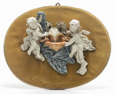 Acquasantiera in Maiolica Policroma, Manifattura Ginori XIX Secolo