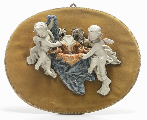 Acquasantiera in maiolica policroma, Manifattura Ginori XIX secolo