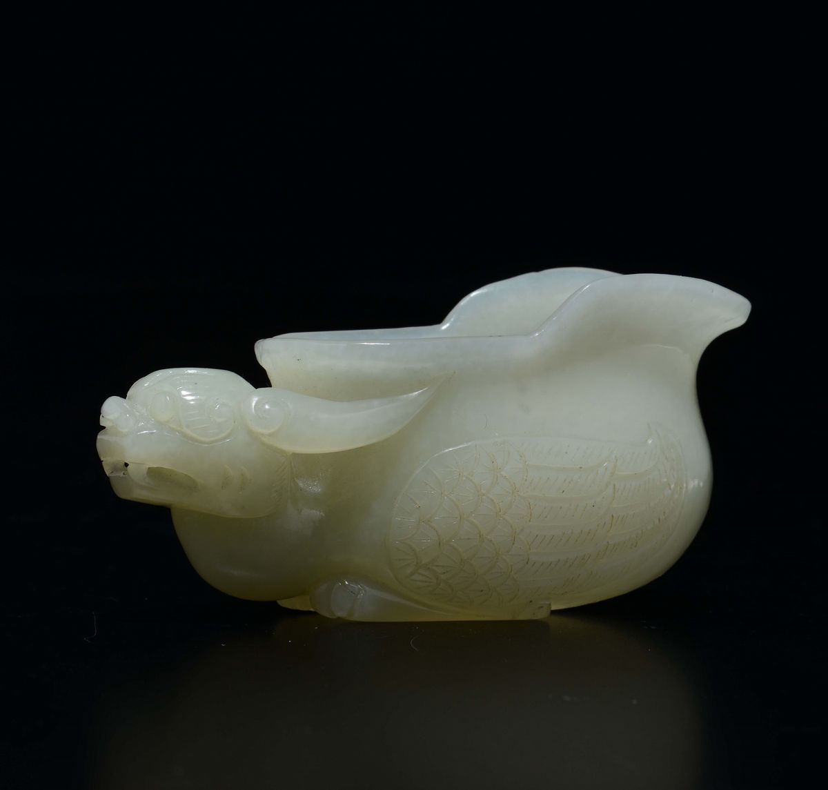 Coppetta in Giada Bianca Scolpita a Guisa di Fenice, Cina, Dinastia Qing, XIX Secolo