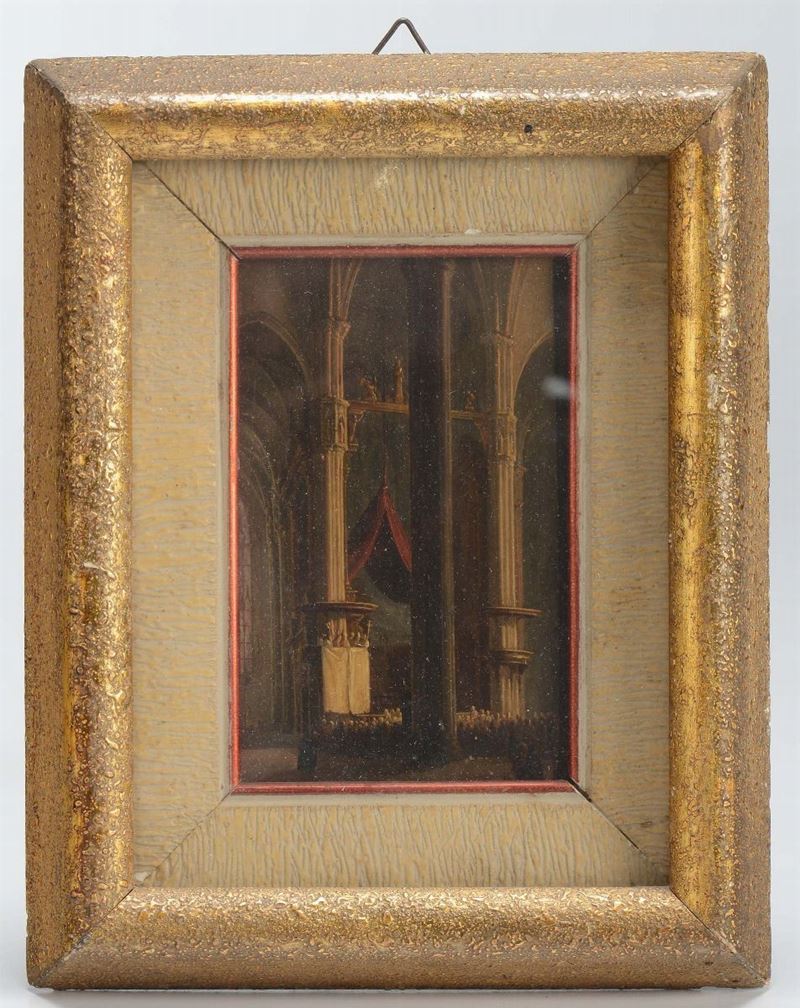 Anonimo del XIX secolo Interno di Cattedrale  - Auction Paintings online auction - Cambi Casa d'Aste