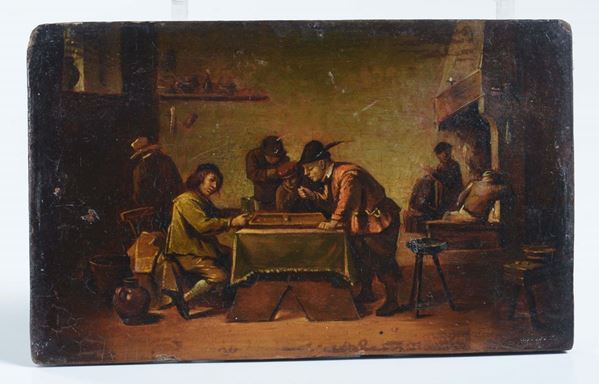Anonimo del XVIII-XIX secolo Interno taverna con giocatori