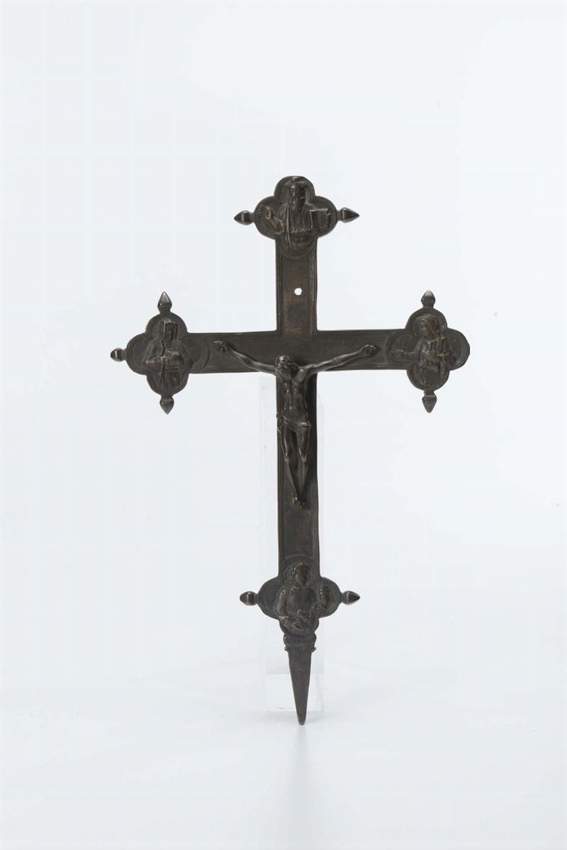 Crocifissione in bronzo, XVIII secolo  - Asta Asta a Tempo Oggetti d'Arte - IV - Cambi Casa d'Aste
