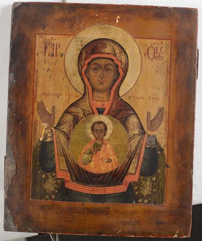 Icona Raffigurante Madonna con Bambino, XIX Secolo