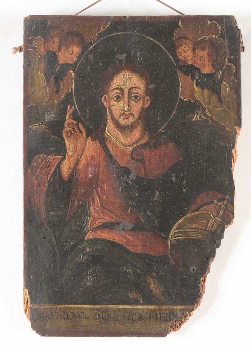 Icona raffigurante Cristo benedicente, XIX secolo  - Auction Fine Art - Cambi Casa d'Aste