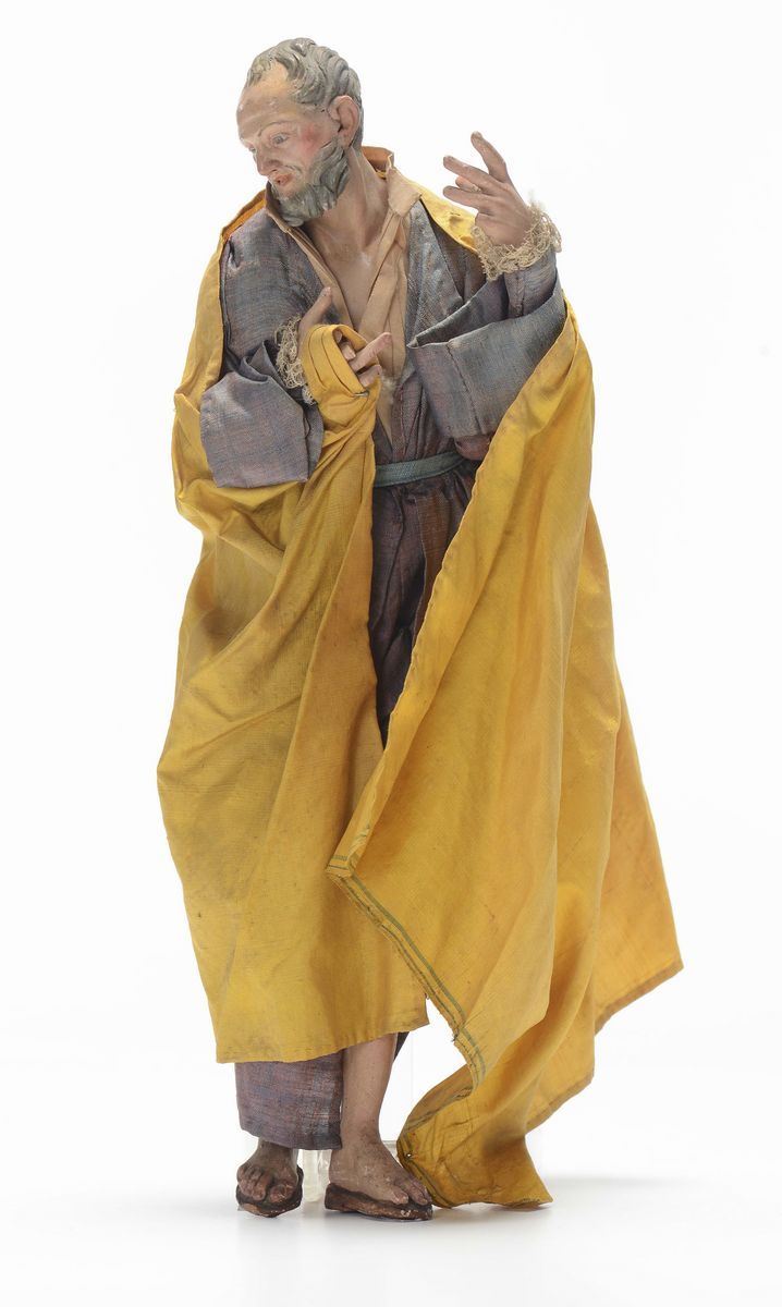 San Giuseppe con veste blu e mantello giallo, Napoli, XVIII/XIX secolo  - Auction Fine Art - Cambi Casa d'Aste