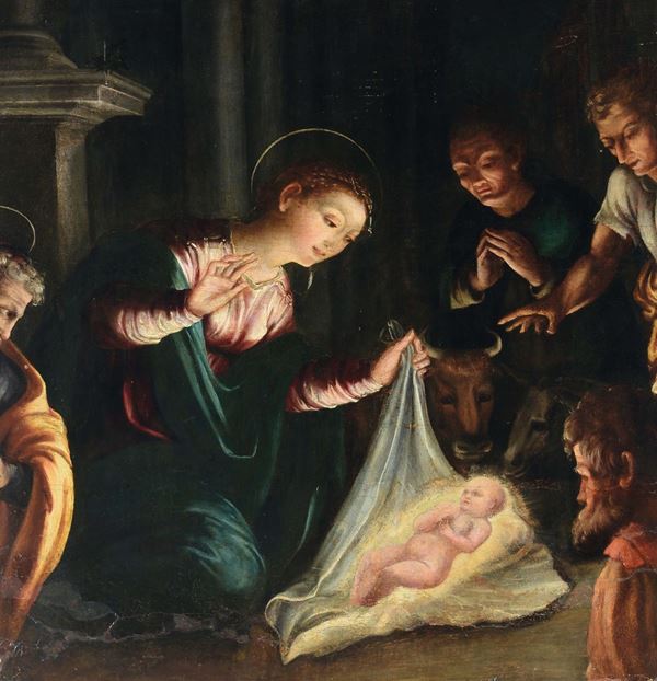 Scuola del XVII secolo Adorazione dei pastori