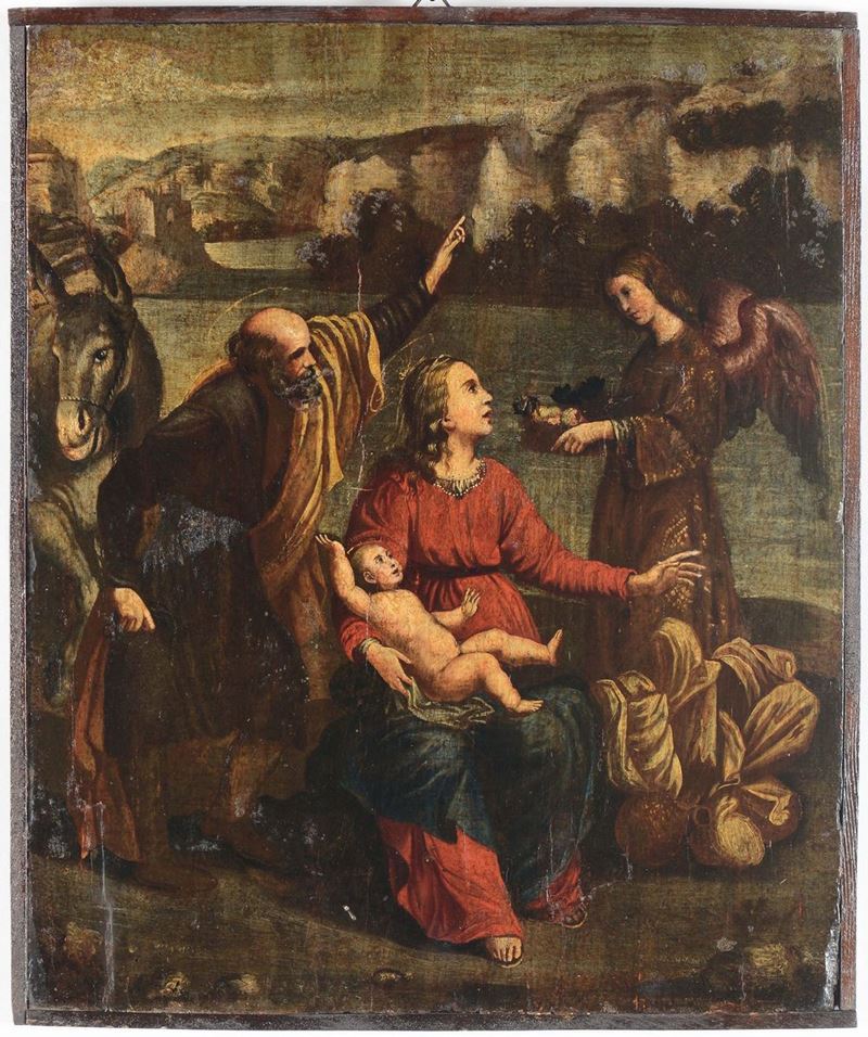 Scuola del XVII secolo Fuga in Egitto  - Auction Fine Art - Cambi Casa d'Aste