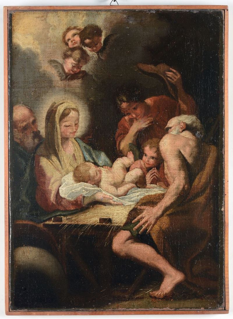 Scuola Veneta del XVII secolo Adorazione dei pastori  - Auction Old Masters Paintings - Cambi Casa d'Aste