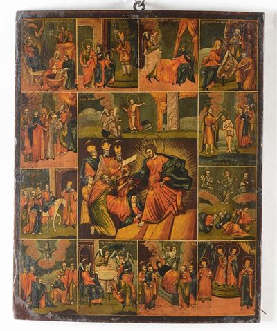 Icona Raffigurante Storie di Gesù, XV Secolo