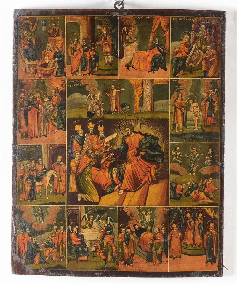 Icona raffigurante storie di Gesù, XV secolo  - Auction Fine Art - Cambi Casa d'Aste