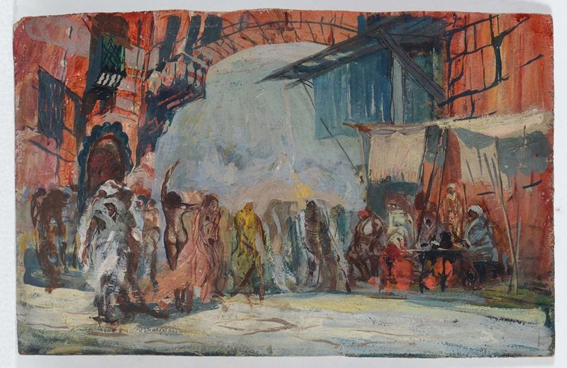 Anonimo del XX secolo Mercato arabo  - Asta Antiquariato - Cambi Casa d'Aste