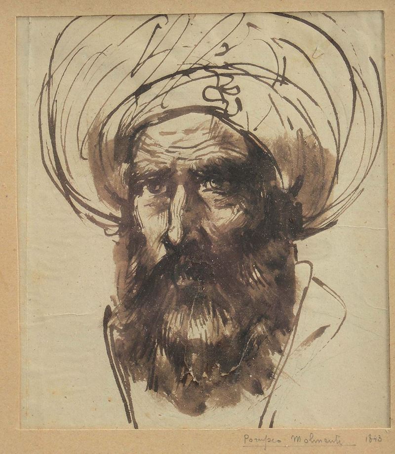 Anonimo del XIX secolo Testa con turbante  - Asta Antiquariato - Cambi Casa d'Aste