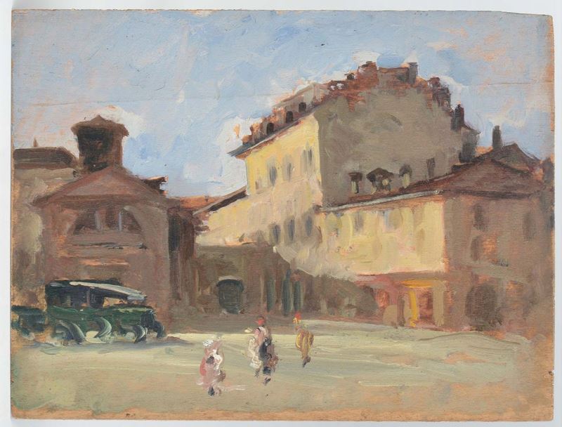 Anonimo del XIX-XX secolo Piazza S. Ambrogio  - Auction Fine Art - Cambi Casa d'Aste