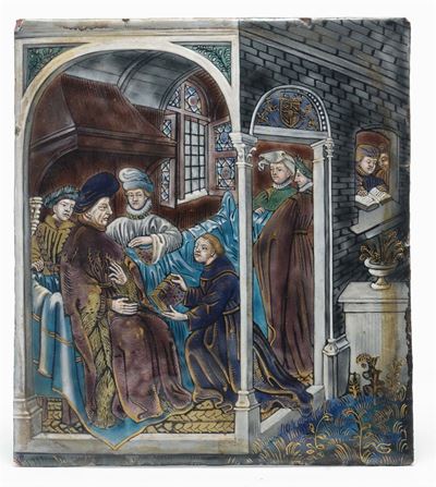 Placca in Rame Dipinta con Smalti Policromi. Limoges Probabile XIX Secolo