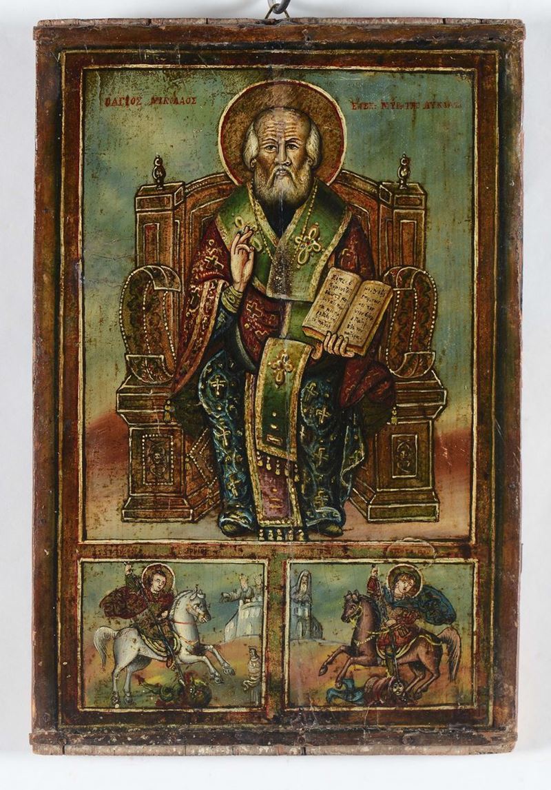 Icona raffigurante Santi, XVII secolo  - Asta Antiquariato - Cambi Casa d'Aste