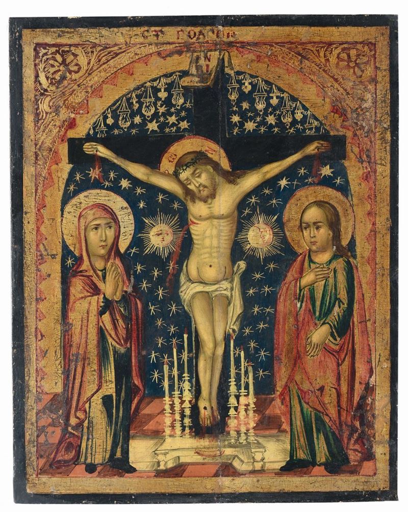 Icona raffigurante Crocefissione, XVIII secolo  - Auction Fine Art - Cambi Casa d'Aste