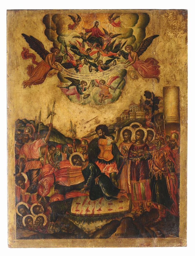 Icona raffigurante martirio di Santi, Russia XVI secolo  - Asta Antiquariato - Cambi Casa d'Aste