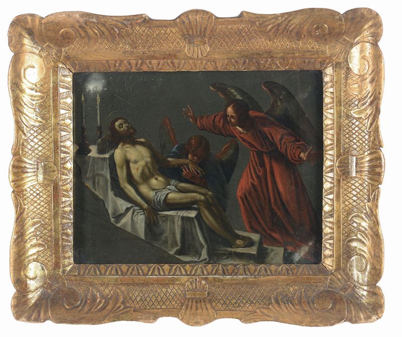 Scuola Veronese del XVII secolo Cristo deposto con Angeli  - Asta Dipinti Antichi - Cambi Casa d'Aste