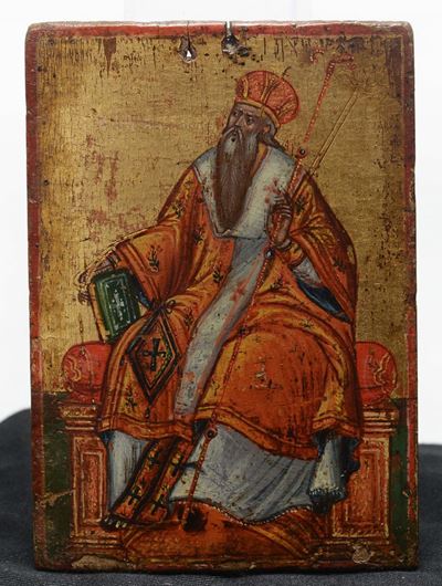 Icona Raffigurante Vescovo, XVIII-XIX Secolo