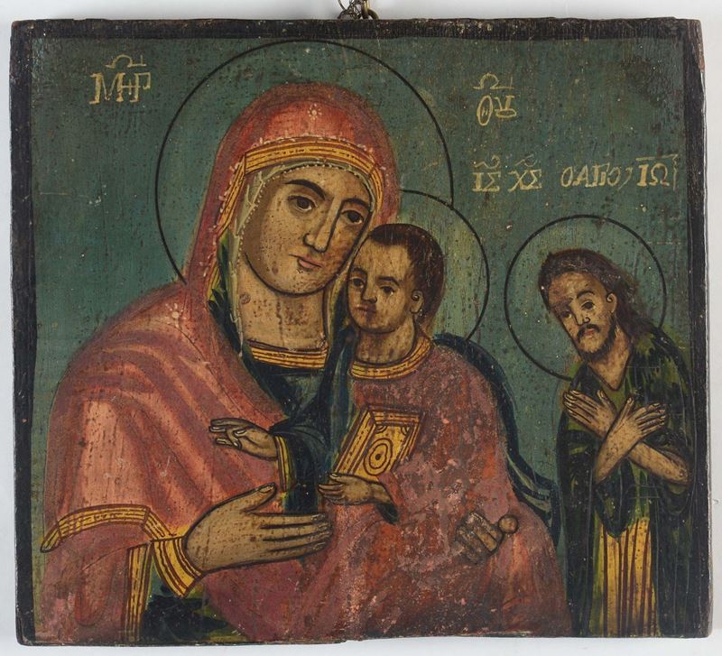 Icona raffigurante Sacra Famiglia, XIX secolo  - Auction Fine Art - Cambi Casa d'Aste