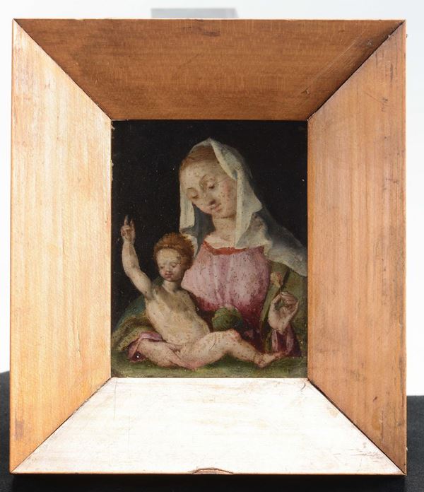 Anonimo del XVII-XVIII secolo Madonna con Bambino e fiore