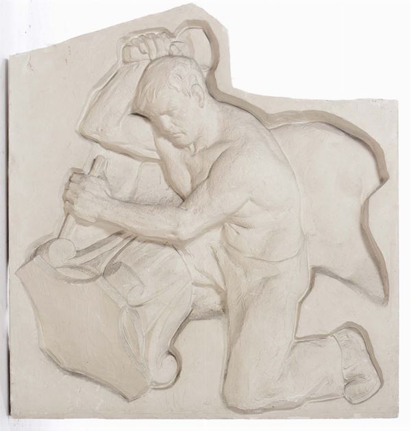 Grande scultura in gesso, firma Emilio Monti, 1955