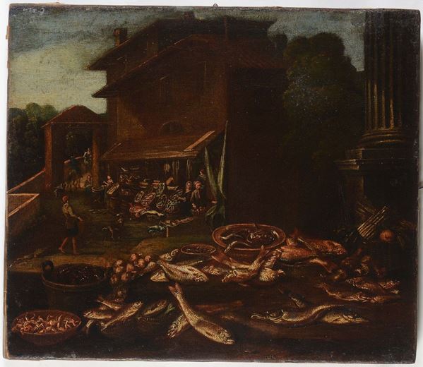 Scuola del XVII secolo Pesca