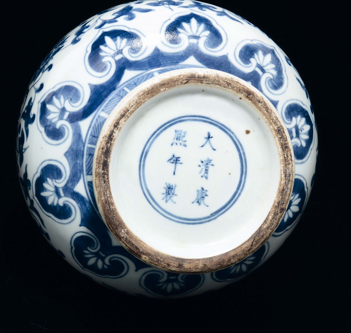 Vaso in Porcellana Bianca e Blu a Decoro Floreale, Cina, Dinastia Qing, XIX Secolo