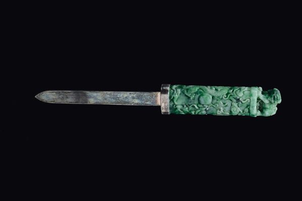 A paper knife with jadeite handle, China, 20th century