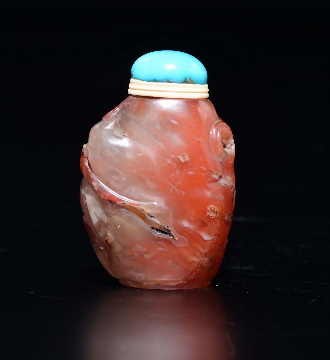 Snuff Bottle Scolpita in Agata, Cina, Dinastia Qing, XIX Secolo