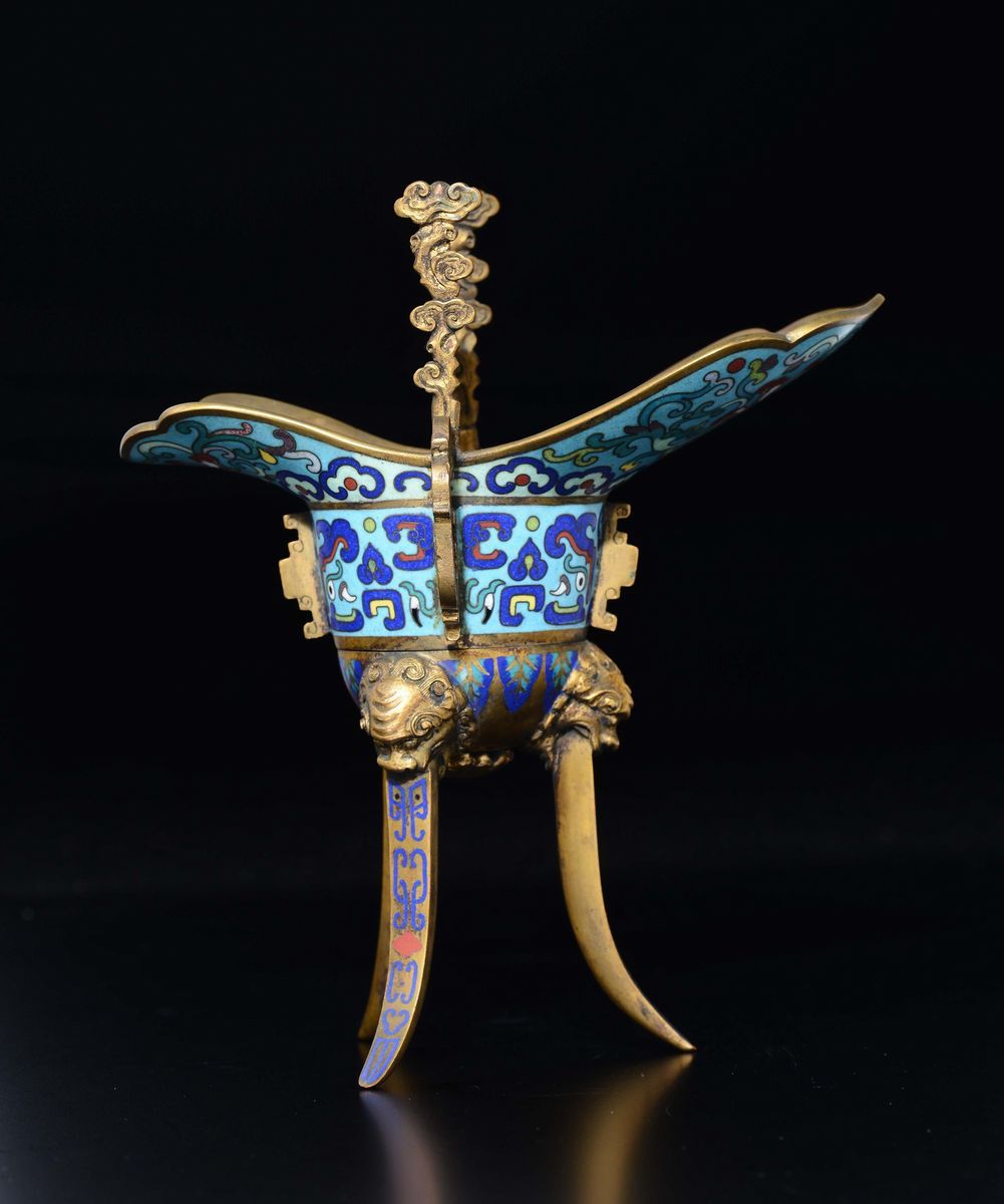Coppa da Libagione Rituale a Smalti Cloisonné, Cina, Dinastia Qing, XIX Secolo