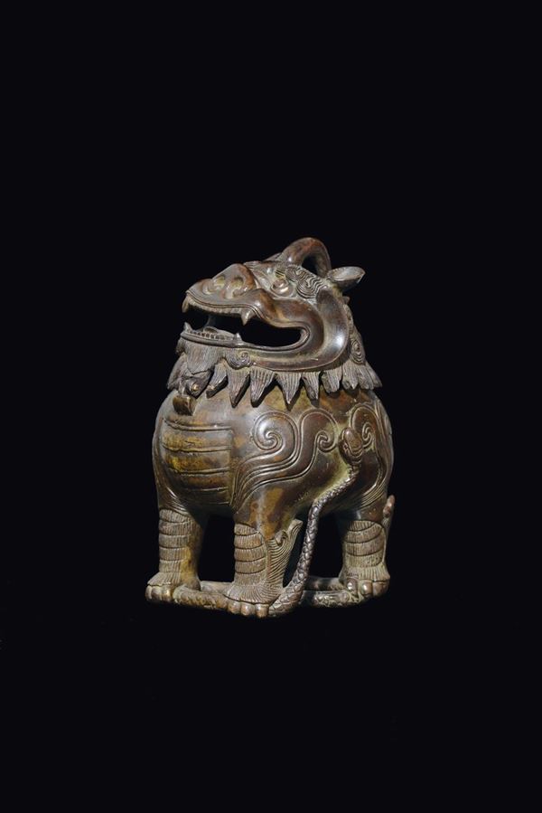 Incensiere in bronzo a guisa di cane di Pho, Cina, Dinastia Ming, XVII secolo