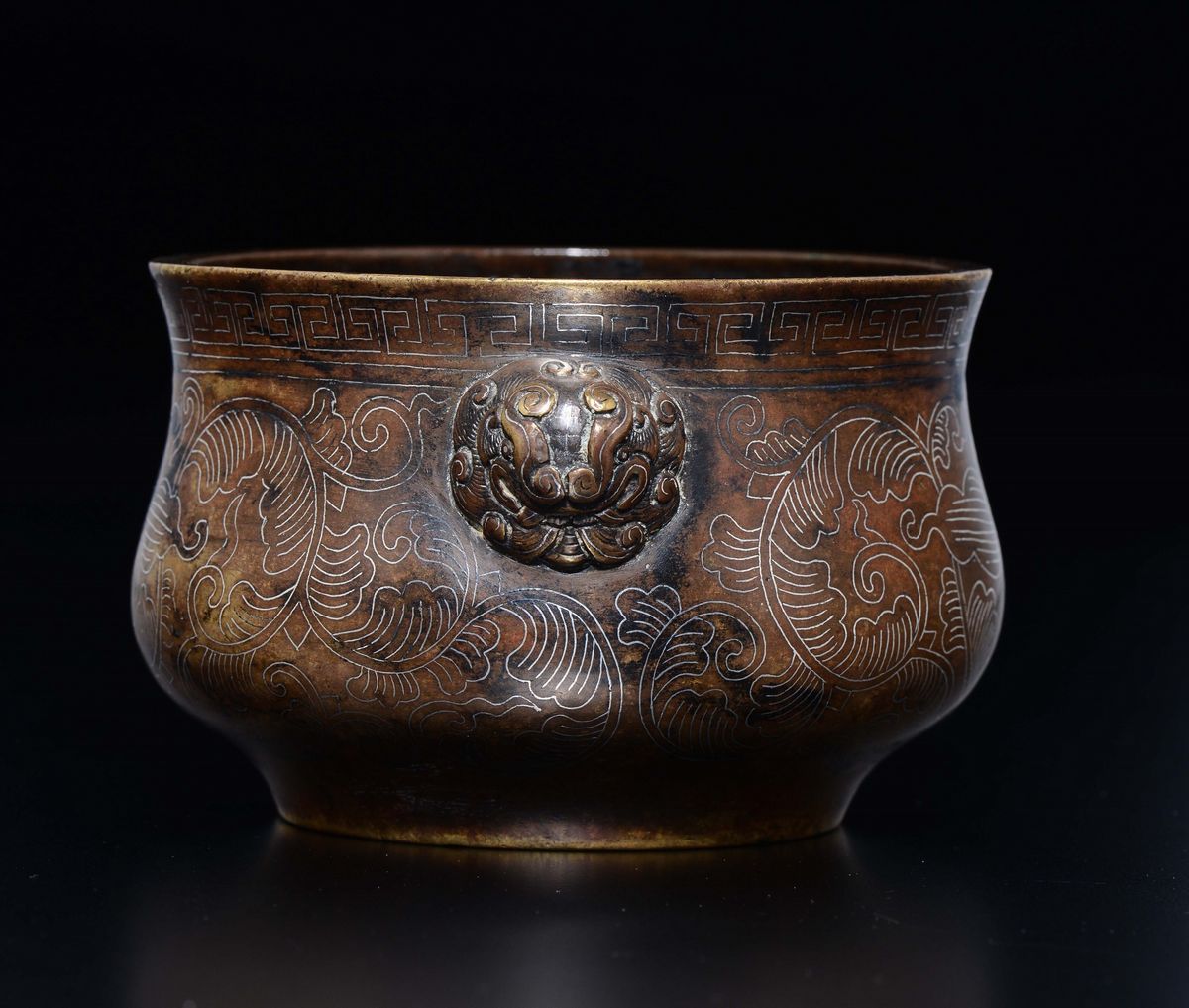 Incensiere Shi Sou in Bronzo con Decoro in Filo D’argento, Cina, Dinastia Qing, Fine XVII Secolo