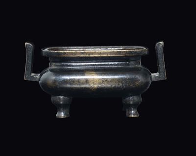 Incensiere in Bronzo di Forma Rettangolare, Cina, Dinastia Ming, XVII Secolo