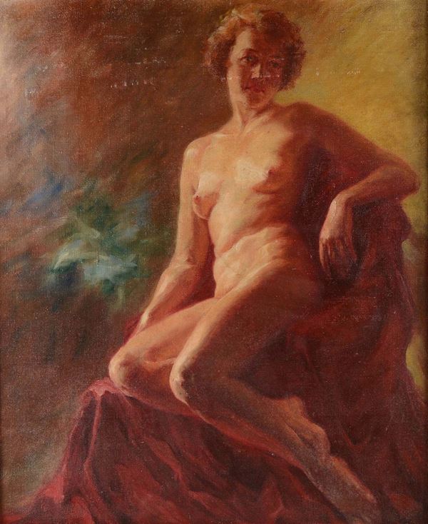 Anonimo del XIX-XX secolo Nudo femminile seduto